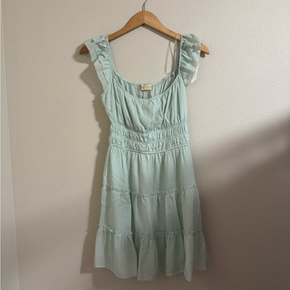 Altar'd State Mint Green Ruffle Strap Mini Dress